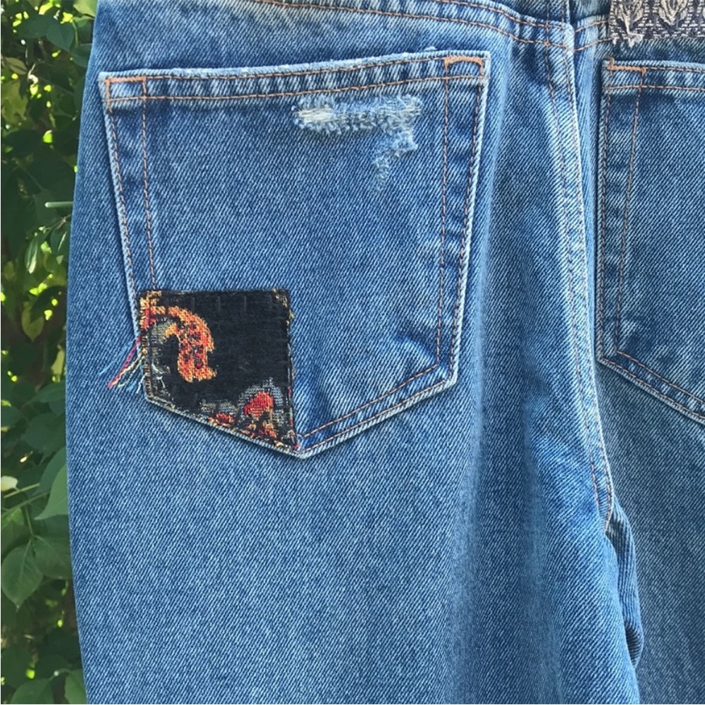 Free People Jeans Blue Size 25 We The Free Poppy Patch Denim Jeans NWT - Picture 9 of 15